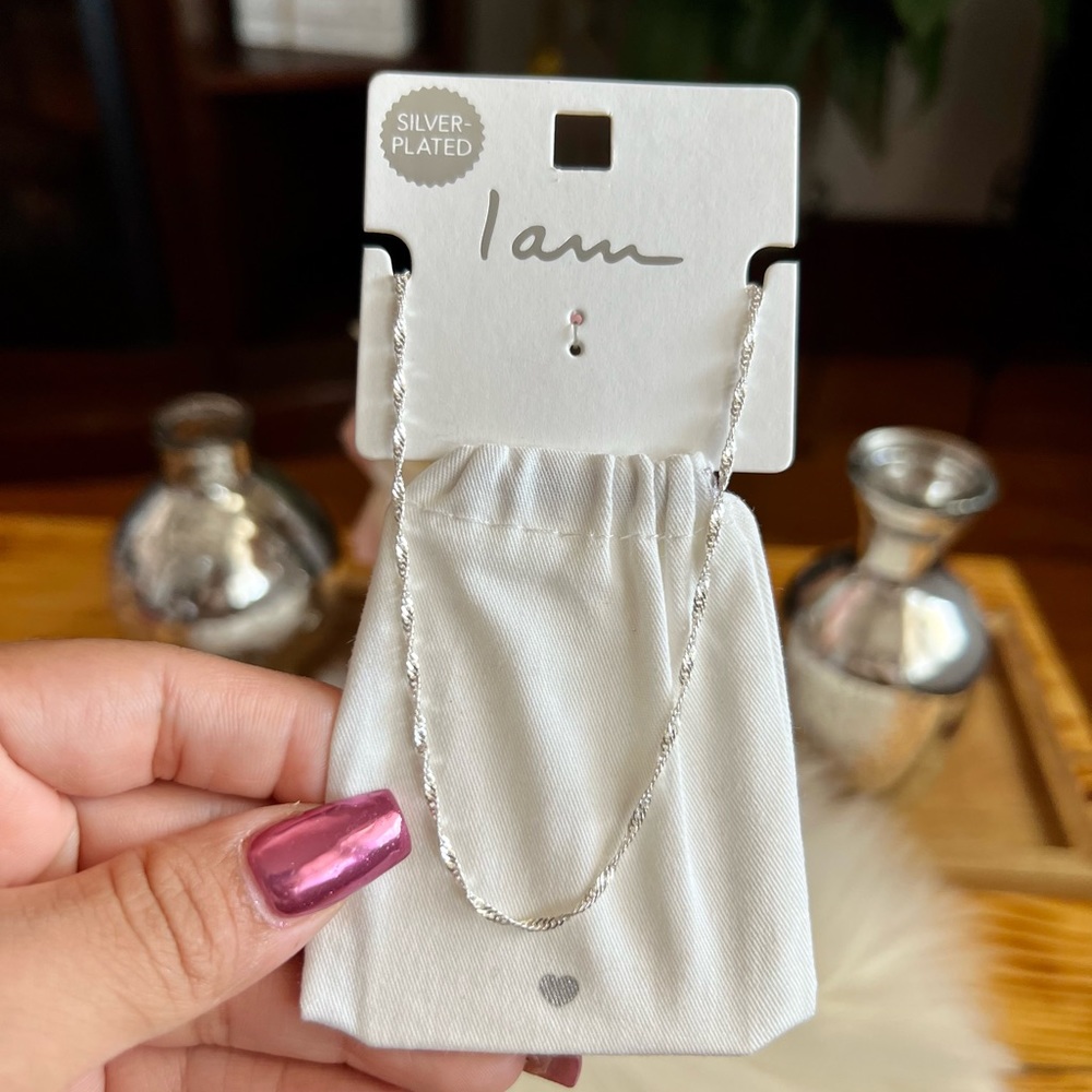 I Am Silver Plated Chain Necklace